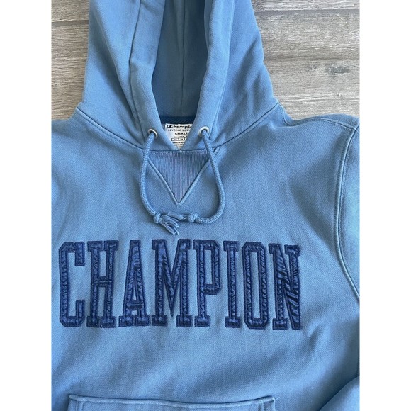 Champion Reverse Weave Men’s Small Blue Spell Out Hoodie Sweatshirt Pullover - Picture 3 of 7
